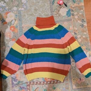 Colorful Striped Turtleneck Sweater
